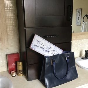 bottega venita navy blue tote bag.